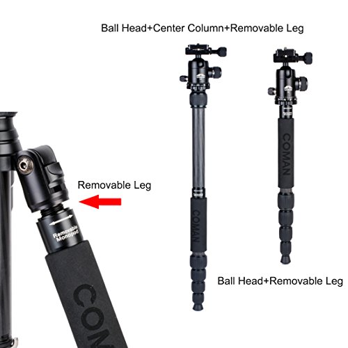 INNOREL RT50C Treppiede-mono In Fibra Di Carbonio Con Testa Sferica Da 36 Mm – Altezza 154 Cm, Carico 12 Kg, Per Reflex E Viaggi