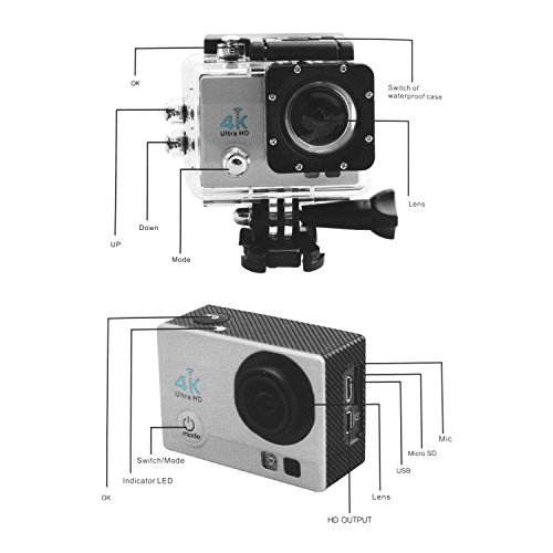 Action Cam ,LESHP Wifi Aktion Cam Wasserdichter Helmkamera Full HD 1080P 170 Grad Weitwinkel 4k Action Digitalkamera with 2,0 Zoll LCD Bildschirm Kamera Wasserdicht Unterwasserkamera Cybershot - 4