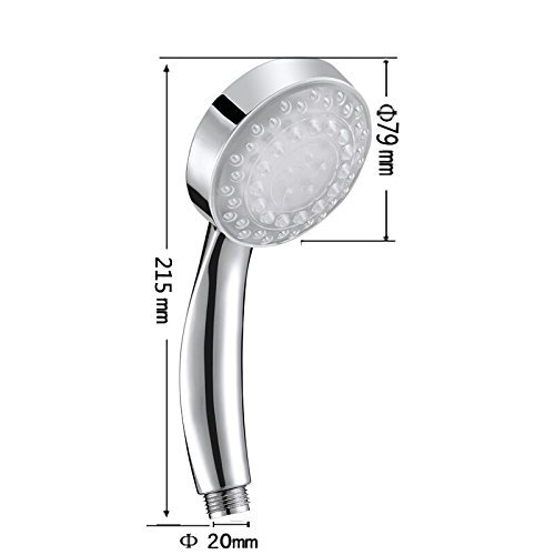 SunJas Handbrausen Einbauduschköpfe LED Duschkopf, Duschbrause Brausekopf mit 3 Farben grün, blan, rot Farbwechsel/7 Farbe automatic Farbwechsel Temperaturfühler Rund (3 Farben RGB) - 6