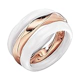 Jacques Lemans Damen Ring Edelstahl Glänzend Keramik rot 490070004-1