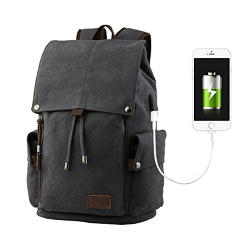 Preisvergleich Produktbild LAAT Herren Männer Schultertasche Retro casual Rucksack Leinentasche Computer Tasche (wiederaufladbare schwarz)
