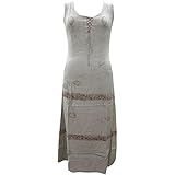 Mogul Interior Women's Long Maxi Embroide Cros Rayon Dress Xx-Small Grey