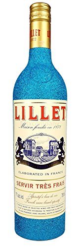 Preisvergleich Produktbild Lillet Blanc französischer Aperitif 75cl (17% Vol) - Bling Bling Glitzerflasche in blau -[Enthält Sulfite]