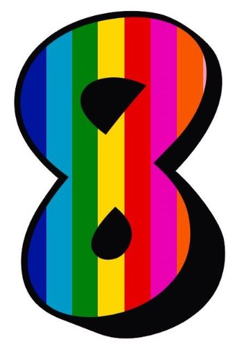 Multi Colour Stripes Number 8 Sticker For House Door / Wheelie Bin / Dustbin - Choose Number
