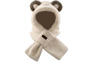 dressfan Plüsch Bär Ohren Hut Schal 2 in 1 Set, Tier Bär Warme Mütze Hut Ohrenklappen, Lustige Neuheit Geburtstag Weihnachten Weihnachten Geschenke