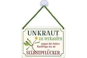 BLECHWAREN FABRIK BRAUNSCHWEIG GMBH Blechwarenfabrik Braunschweig Kultschild Unkraut zu verkaufen, wegen der hohen Nachfrage nur an Selbstpflücker aus Blech Mehrfarbig, Maße: 16,5cm x 11,5cm x 0,6cm, KH038