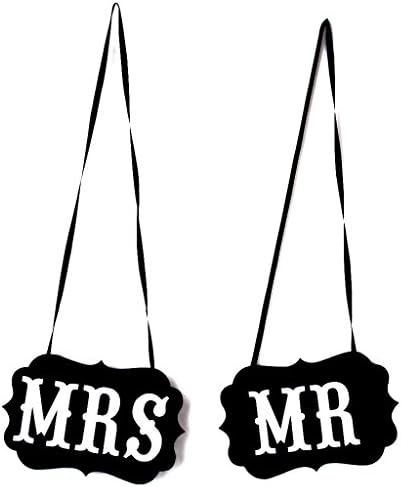 ivebetter Fine Quality Vintage Wedding Chair Bunting Signs Photo Props MR MRS Black