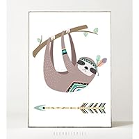 Kunstdruck / Poster TRIBAL: FAULTIER -ungerahmt- Tier, Dschungel, Bild, Kinderzimmer, Indianer, Geschenk, Geburtstag, Taufe, Kind, Boho, Muster, Illustration, skandinavisch