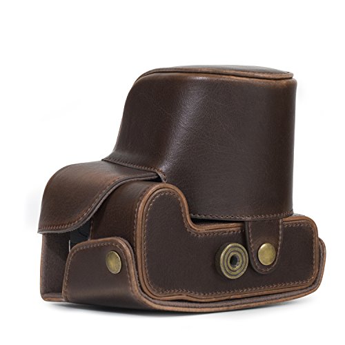 MegaGear MG921 Etui de Protection avec Bandouli  re en Cuir pour Appareil photo Nikon Coolpix B700 Marron fonc  
