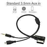  KKmoon aux 3,5-mm-Minibuchse MP3 Kabel USB Adapter Musik AMI MMI-Interface für Audi A3 A4 A5 A6 TT für VW Jetta GTI GLI Passat CC Touareg