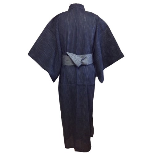 Edoten Men's Kimono Japan Shijira Weaving Yukata 703 Black L - 4