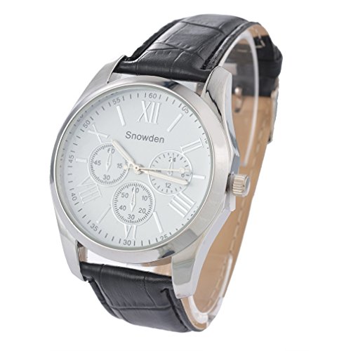 Souarts Herren Schwarz Kunstleder Armbanduhr Quarzuhr 3 Zifferblatt Uhr mit Batterie Souarts Herren Schwarz Kunstleder Armbanduhr Quarzuhr 3 Zifferblatt Uhr mit Batterie