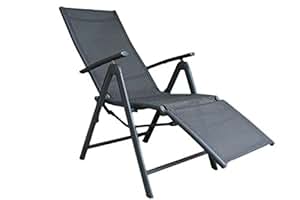 ALU Aluminium RELAXLIEGE anthrazit/schwarz GARTENSTUHL STUHL