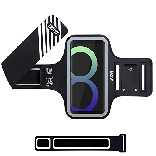 EOTW Brazalete Deportivo Para Samsung Galaxy S8 con Extensor Correa Banda para el brazo Brazalete Correr con bolsillo para llaves auriculares tarjetas y tel  fono para running corriendo Ejercicio Negro