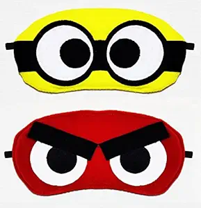 JUZZII Velvet Super Soft Blind Sleeping Cartoon Character Eye mask shade for Men Women Girls Boys Kids - (Pack of 2) Model.No.10-18