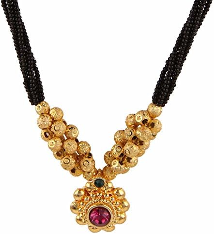 MEENAZTraditional Jewellery Gold Plated MaharashtrianThushi Mangalsutra Pendant Necklace for Women Jewellery Set - THUSHI-104