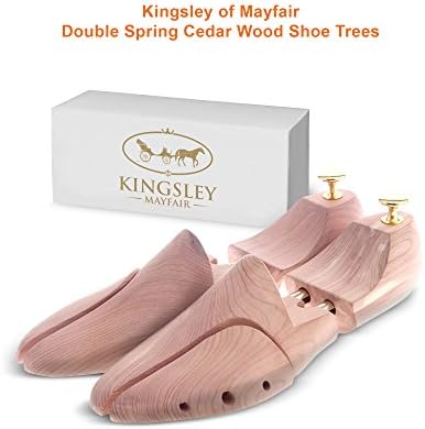 Kingsley of Mayfair's Adjustable Double Spring American Cedar Wood Shoe Tree to Maintain Shoe Shape, Control Odor, Absorb Moisture and Maintain your Leather Shoes in Perfect Condition (Size 46-47)