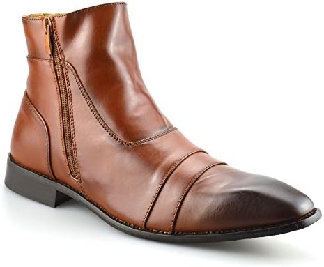 Majestics Mens New Leather Chelsea Dealer Work Formal Ankle Cowboy Biker Boots Shoes Size[UK 11,Tan Cognac]