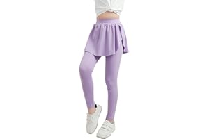 HORNICE Gonna Pantalone Bambina Nylon Leggins Bambina Volant Leggings Lunghi Bambina Nero Viola Grigio,4-12 Anni