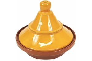 Verano Spanish Ceramics Selena Hand Dipped Glaze Large Tagine - Home Cooking Kitchen Restaurant Dining Décor Dishware Cookware Crockery Casserole Food Cooking Pot Serving Dish Gift - 27cm Orange