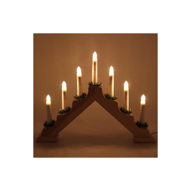 PreLit Wooden Triangle Candle Bridge Window Table Christmas Decoration