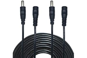 Liwinting 2 Piezas 10m Cable de Extensión Plug DC 2,1 mm x 5,5 mm Macho a Hembra Conector para Adaptador de Corriente, LED, Cámara CCTV Potencia, Coche, Monitores y Más, Flexible - Negro