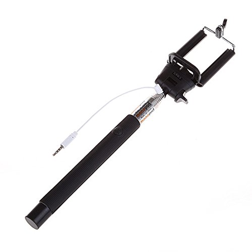 Hrph 100cm extensible de mano selfie Palo Con obturador a distancia Botón de 3,5 mm cable atado con alambre selfie Monopod para Android IOS