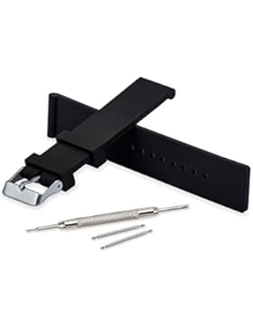 Vinband Uhrenarmband Hohe Qualität Wasserfest Ersatzarmband Gummi Armbanduhr Herren Damen Schwarz Weich - 18mm...