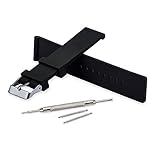 VINBAND Unisex Wasserfest Gummi Uhrenarmband mit Edelstahl Silberne Schnalle 12mm Schwarz