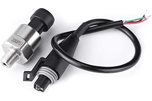 LANTRO JS 1/8 NPT Rosca Sensor Transmisor de Presión de Acero Inoxidable, Transductor de presión PSI para aceite combustible aire agua (300 PSI)