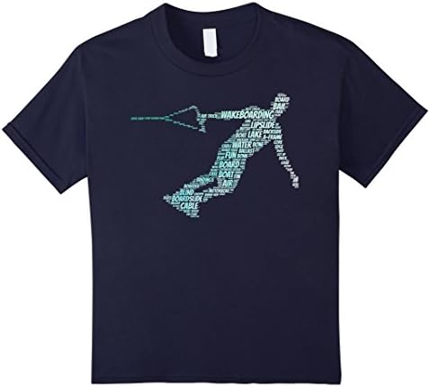 Wakeboard Shirt: Word Cloud Art Love Wakeboarding Gift Kids 6 Navy