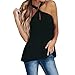 Produktbild Longra Damen Ärmellos Neckholdertops Sommer Cool Lässiges Chiffon Cami Tank Top Swing Unterhemd T-Shirt Frauen Schulterfrei Tank Bluse Tops T-Shirt Crop Top Rückenfreies Oberteil (S, Black)