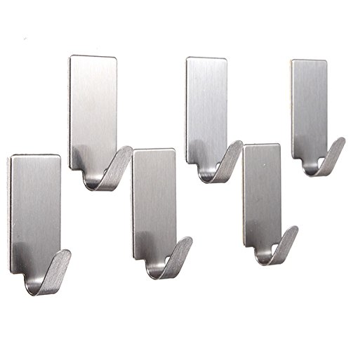 6Pcs Edelstahl Adhesive KleiderbŸgelhaken WandtŸrhaken Bad Handtuchhalter - 3