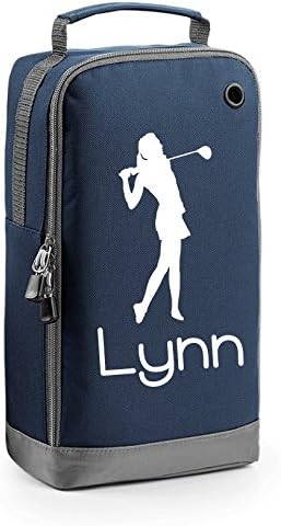 Ladies Personalised Golf Shoe Bag with Carry Handle. (Navy)