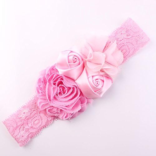 Shabby Lace Cute Baby Girl Bow Flower Headband(Pink)