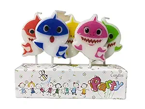 Balloonistics Pink Fong Shark Candle Candles for Baby Shark Theme Birthday Party and Cake Decoration Pack of 5