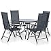 Produktbild mewmewcat Garten-Essgarnitur 5-TLG. Gartenmöbel Balkonmöbel Terrassemöbel Aluminium Sitzgruppe inkl 1 Tisch und 4 Klappstühle Schwarz