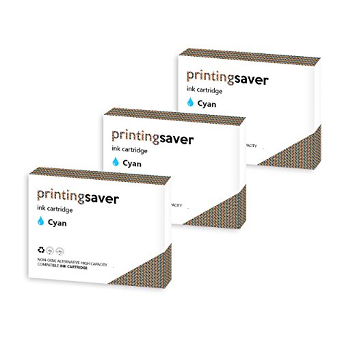 Printing Saver T0712 Cian (3) Cartuchos de Tinta compatibles para EPSON Stylus D78 D92 D120 DX4000 DX4050 DX4400 DX7400 SX100 SX105 SX110 SX115 SX200 SX205 SX215 SX218 SX400 SX515W SX600FW B300F