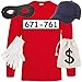 Produktbild Shirt-Panda Herren Langarm Panzerknacker Kostüm + Cap + Maske + Handschuhe Verkleidung Karneval SET06 T-Shirt/Cap/Maske/Handschuhe/Beutel L