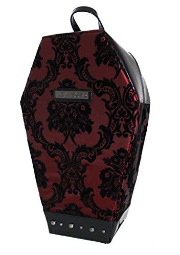 Preisvergleich Produktbild Rock Rebel Madame Mistress Damast burgund rot PVC Sarg Rucksack