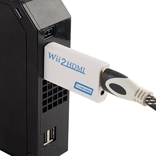Wii zu HDMI Adapter Konsolen Adapter Wii Converter HDMI mit Audio über HDMI und extra 3,5mm Buchse für Audioausgang Wii HDMI Konverter , Wii Adapter für TV Monitor Beamer Fernseher , Geräte mit HDMI Anschluß , variable Auflösung 720p oder 1080p , Wii2HDMI Stick Adapter Konverter - 5