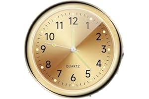 DONIYA FITNESS Mini Stick On Analogue Quartz Clock Car Dashboard Waterproof Motorcycle Boat Fridge (Gold)