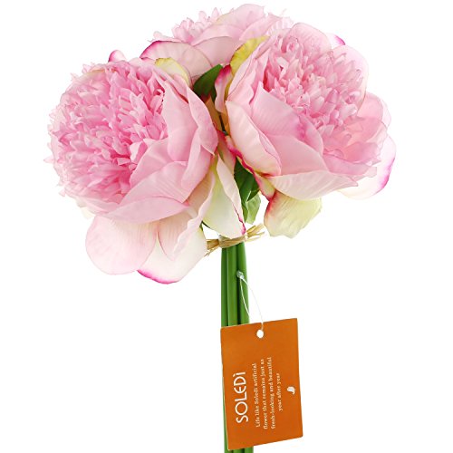 SOLEDI nordische Stil Pfingstrose Kunstblume Blumenstrauß Blumen-Bouquet Bridal Bouquet Blume Hochzeit Home Party Dekoration 5 Köpfe jedes Bouquet (Dunkelrosa) - 3