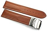 Sulla Herren Leder Uhrenarmband 22mm Faltschließe braun