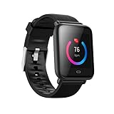 Ears Mehrere Fitness Kalorien Blutdruck Übung Herzfrequenz Schrittzähler Watch Smart Watch Uhr Versa Health Fitness Smartwatch Pulsmesser Schrittzähler Kalorienzähler Schlafanalyse für (Schwarz)