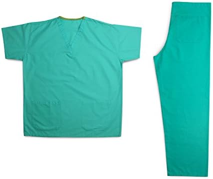 THEATRE/MEDICAL SCRUB SUITS (TUNIC & TROUSERS) BRAND - 50:50 POLYCOTTON - AVAILABLE IN CEIL BLUE AND GREEN - VARIETY OF SIZES INCLUDING EXTRA SMALL AND EXTRA LARGE SIZES -