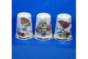 BIRCHCROFT CHINA Porcelain China Thimbles Set of Three - Garden Birds