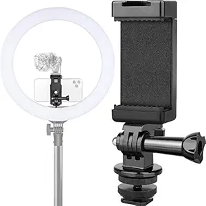 Anwenk Phone Holder Hot Shoe Mount Adapter with Cold Shoe Mount for Microphone/Flash Light Compatible with Gopro Hero DJI Osmo Action Camera Smartphone, Attach on DSLR Camera/Ring Light/Tripod