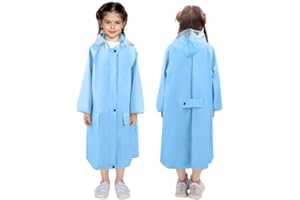 LAMA Regenmantel Kinder, Regenponcho Mädchen Leichter Kinder Regenjacke, Wiederverwendbar Regenbekleidung Regencape mit Kapuze & Rucksackabdeckung, Raincoat für Fahrrad Wandern Camping Reisen