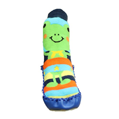 Moolecole Baby Boy Girl Toddlers Kids Children Indoor Floor Slippers Shoes Socks Stockings Moccasins ANTISKID Shoes Cute Frog L